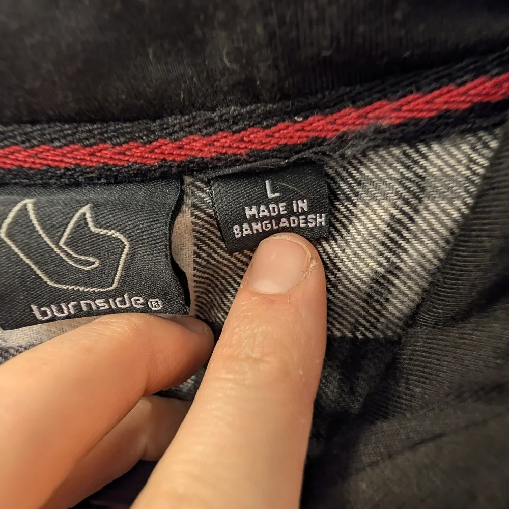 Burnside Gray and Black Plaid Shirt